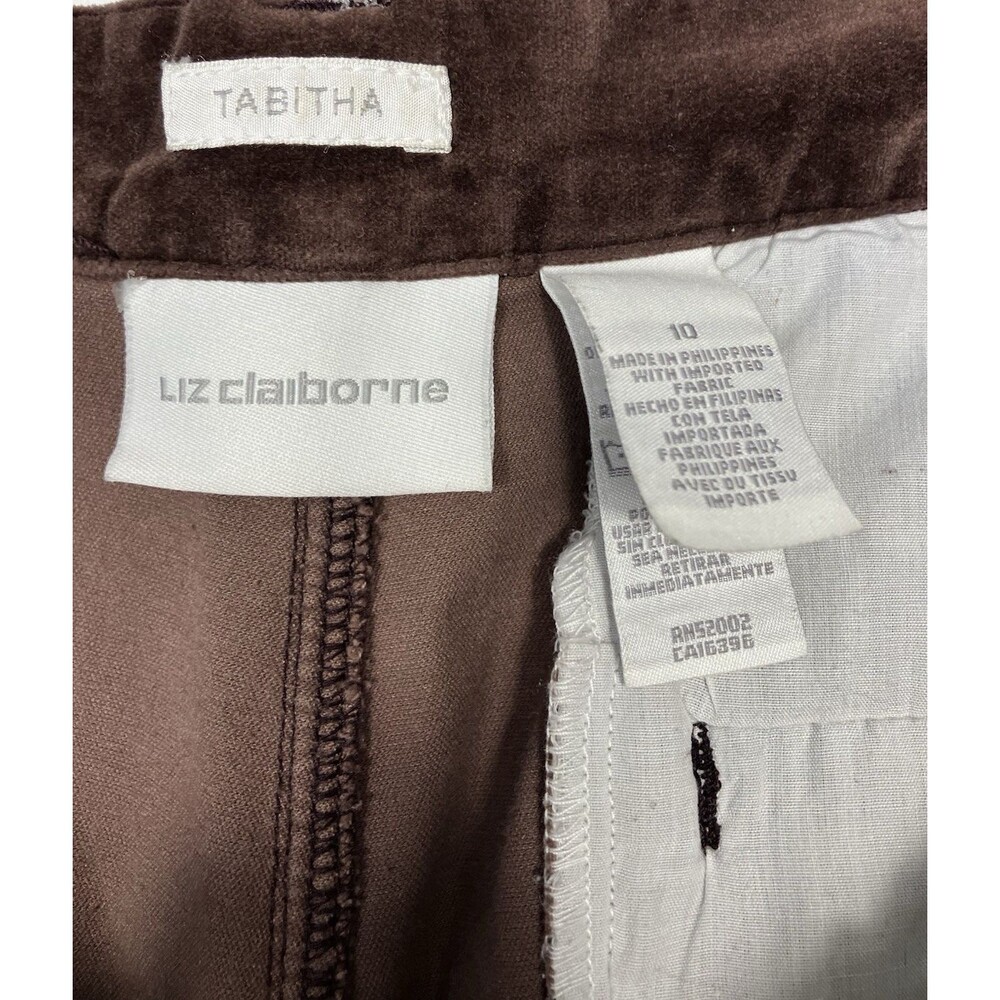 Vintage Liz Claiborne Tabitha Womens Soft Velvet Chocolate Brown Pants Size 10 - Picture 2 of 7